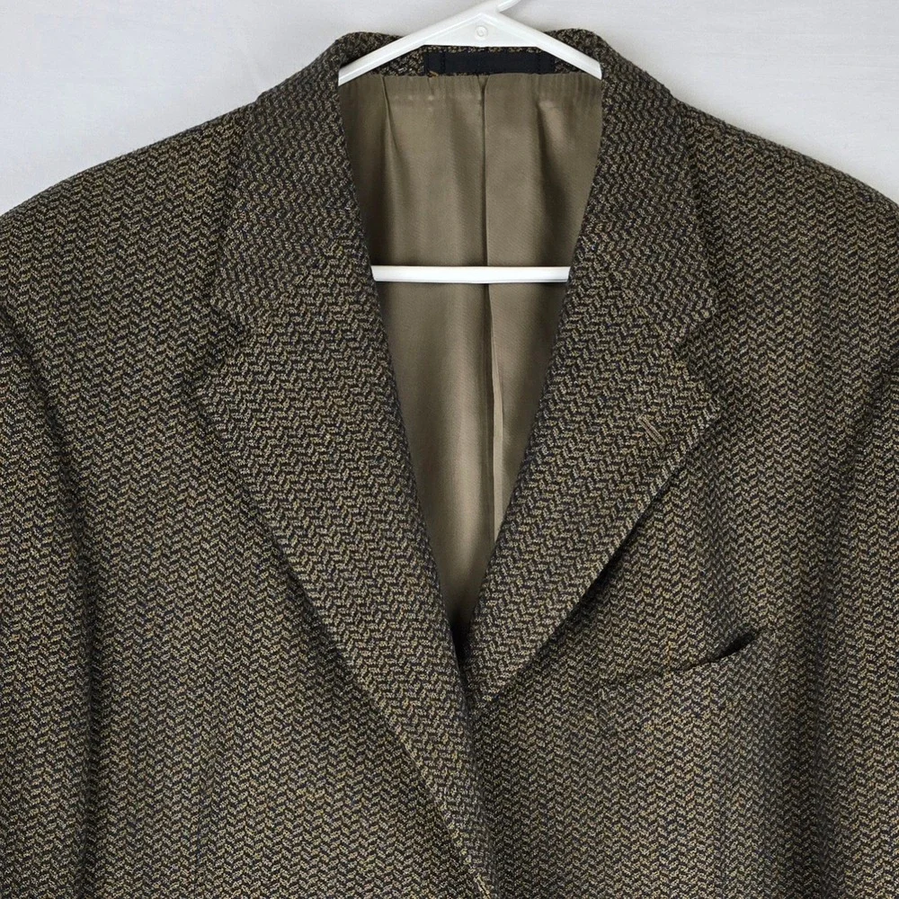 Bartolini Roma Mens Herringbone Italian Wool Sport Blazer Coat 3 Button Size 44R